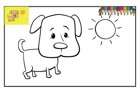 Coloring Book Page Animals Sun Dog SVG